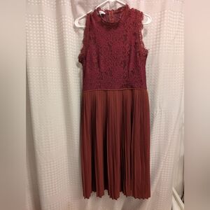 Libby Edelman Burgundy Lace Midi Dress